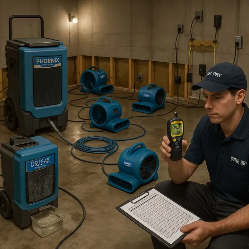 Structural Drying and Dehumidification process in Waterford, WI